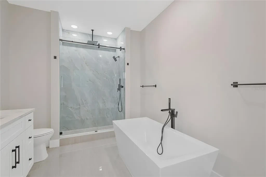 Modern bathroom with soaking tub